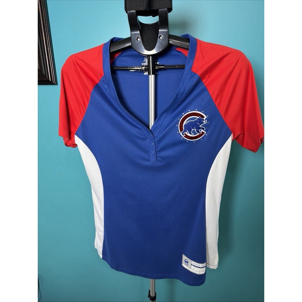 Majestic Women's Cubs Red,‎ White & Blue T-Shirt Jersey